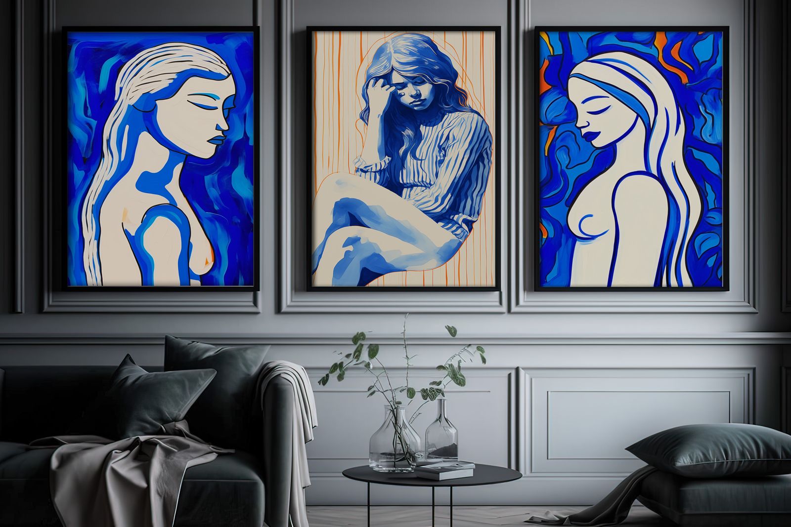Juliste - Taiteelliset Siniset Portretit / Setti 3
