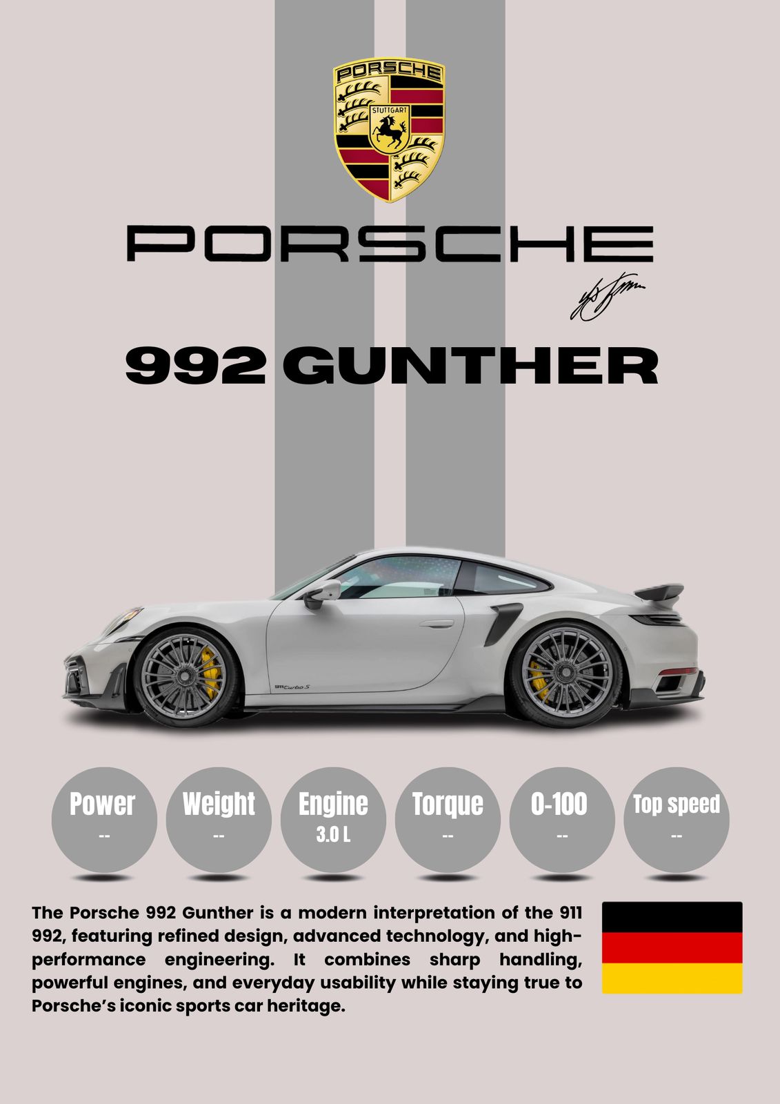 Juliste - Porsche 992 Gunther