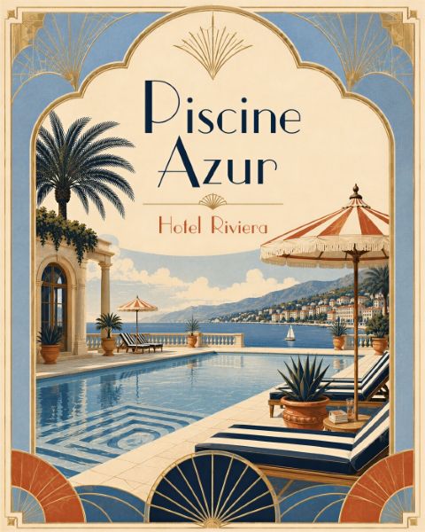 Juliste - Piscine Azur Art Deco