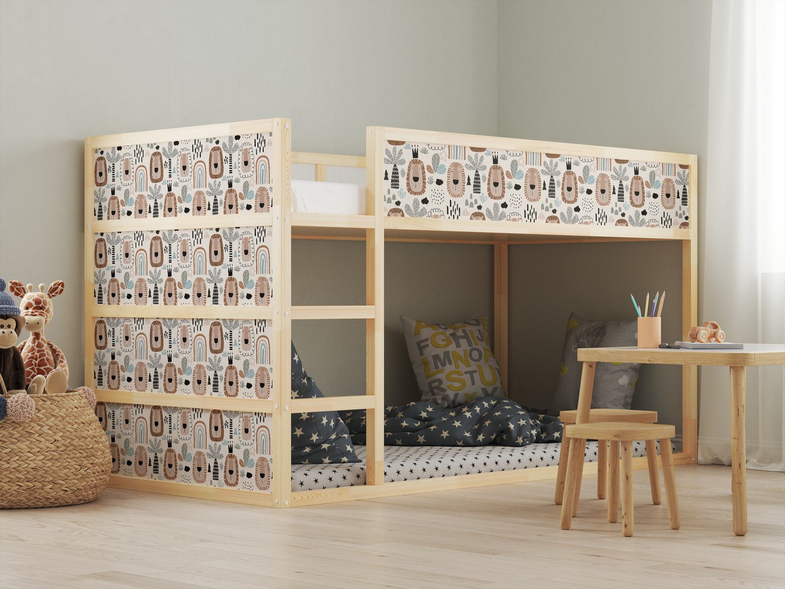 Itseliimautuvat Tarras – Ikea KURA-sänkyyn / - Tarra - Leijonakuvio