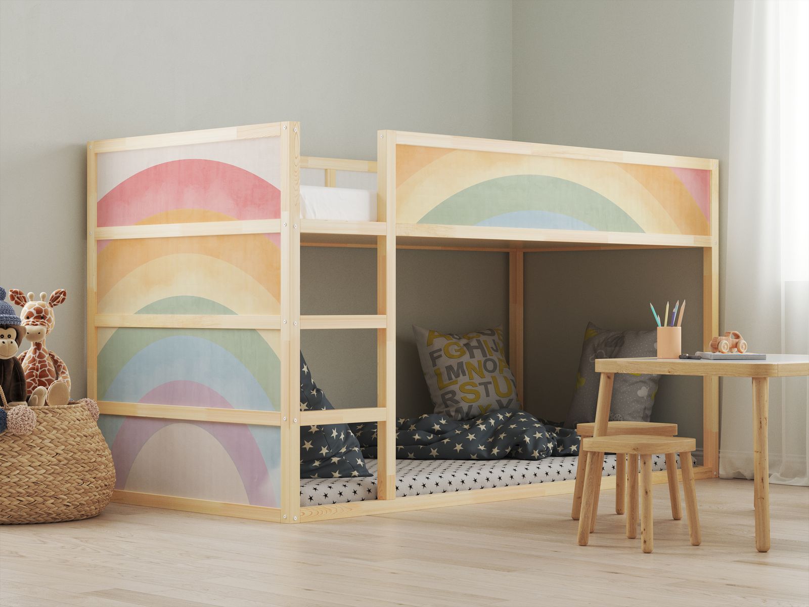 Itsekiinnittyvät Tarrat – Ikea KURA sängylle / - Tarra - Sateenkaari
